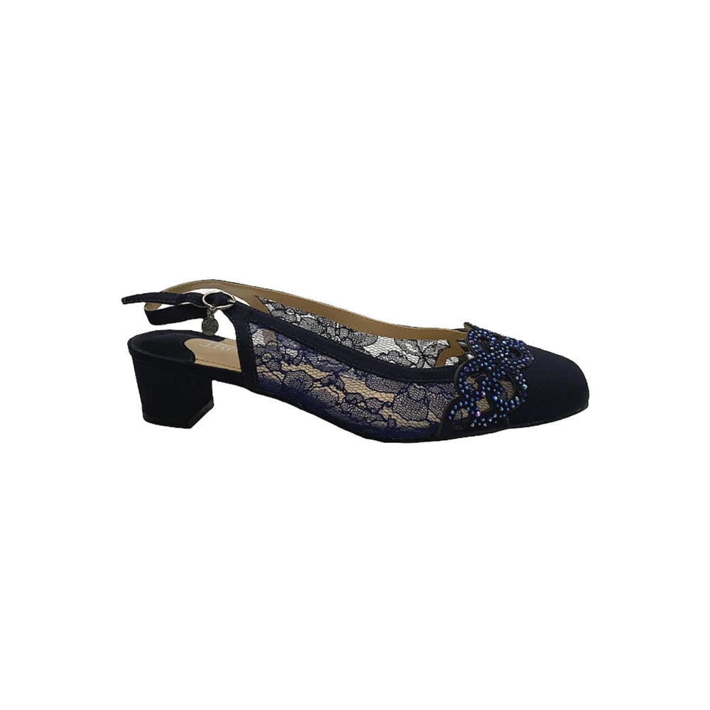J. Renee Low Heel Slingback Pumps Faleece Navy - Wide